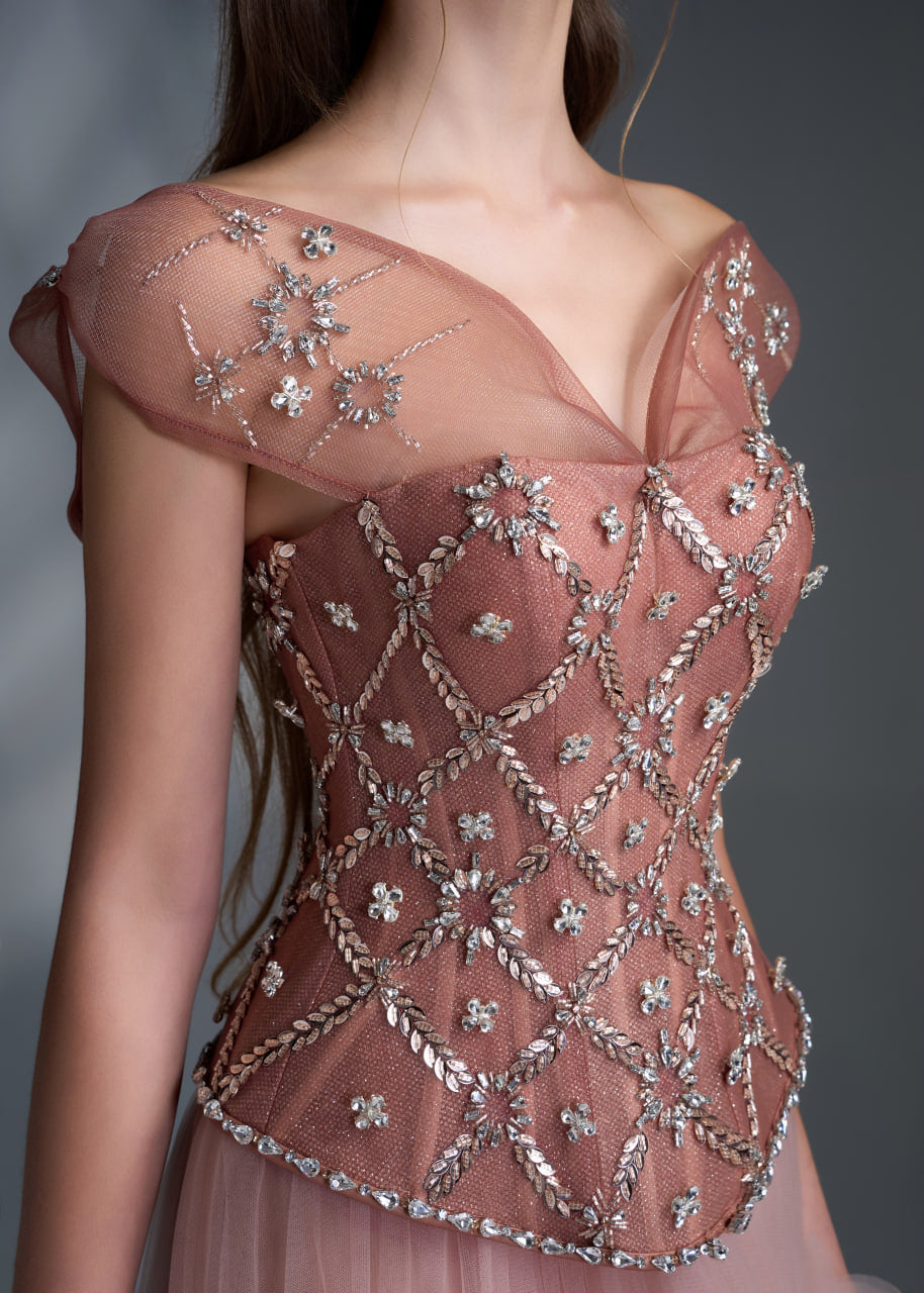 Dusty Rose Crystal Corset