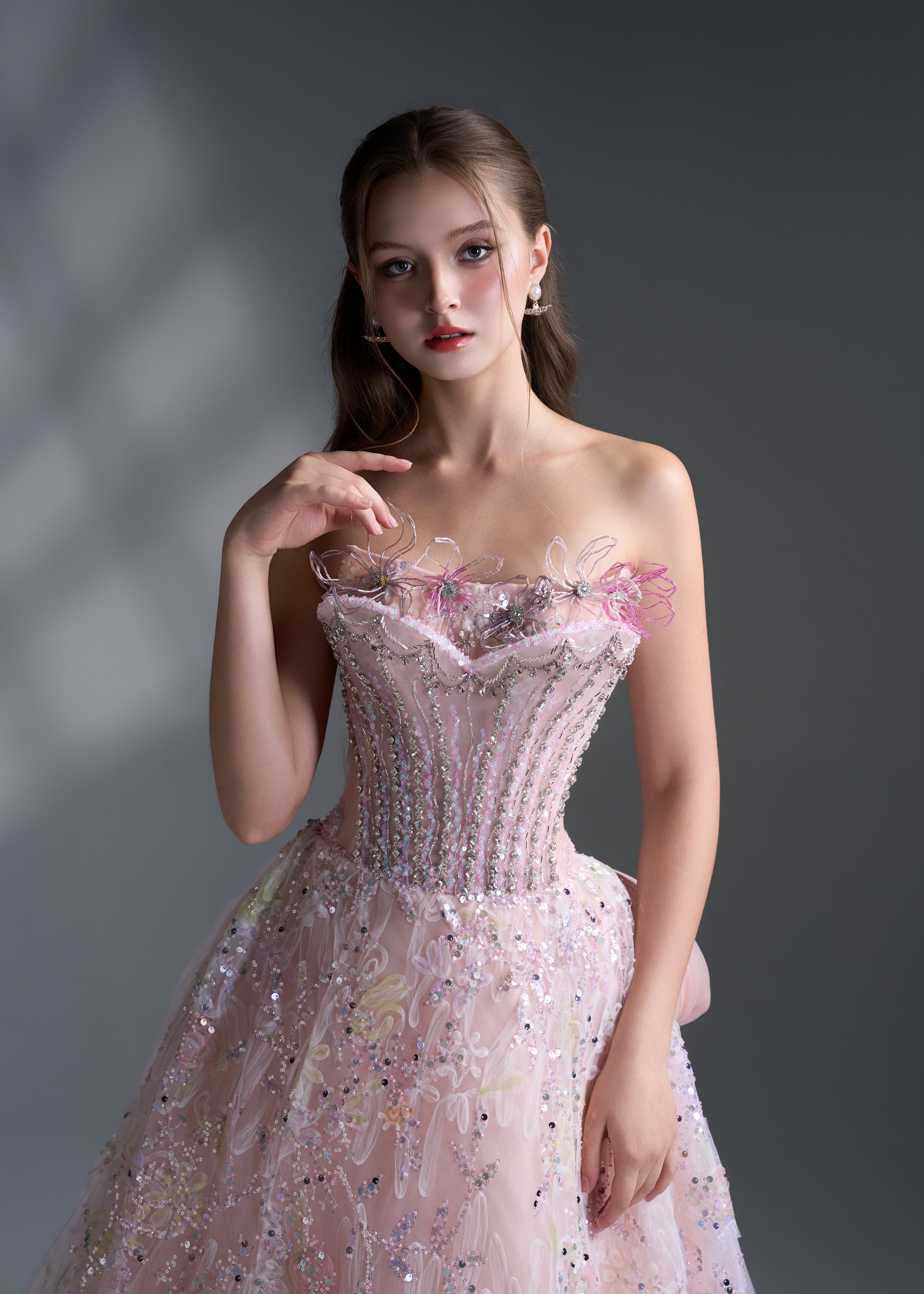 Rosé Bloom Corset Gown