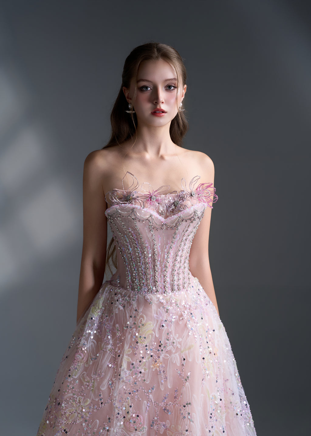 Rosé Bloom Corset Gown