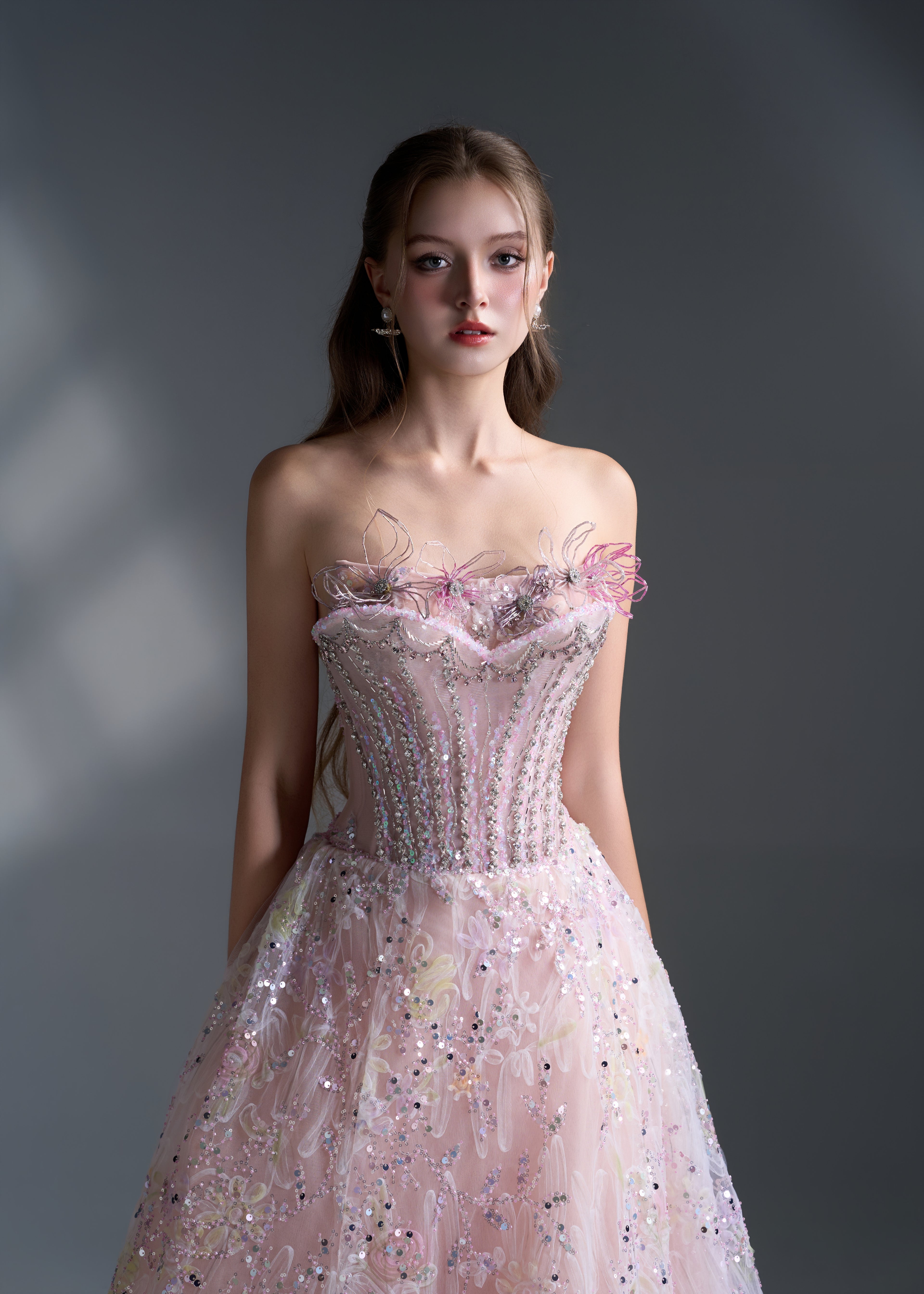 Rosé Bloom Corset Gown