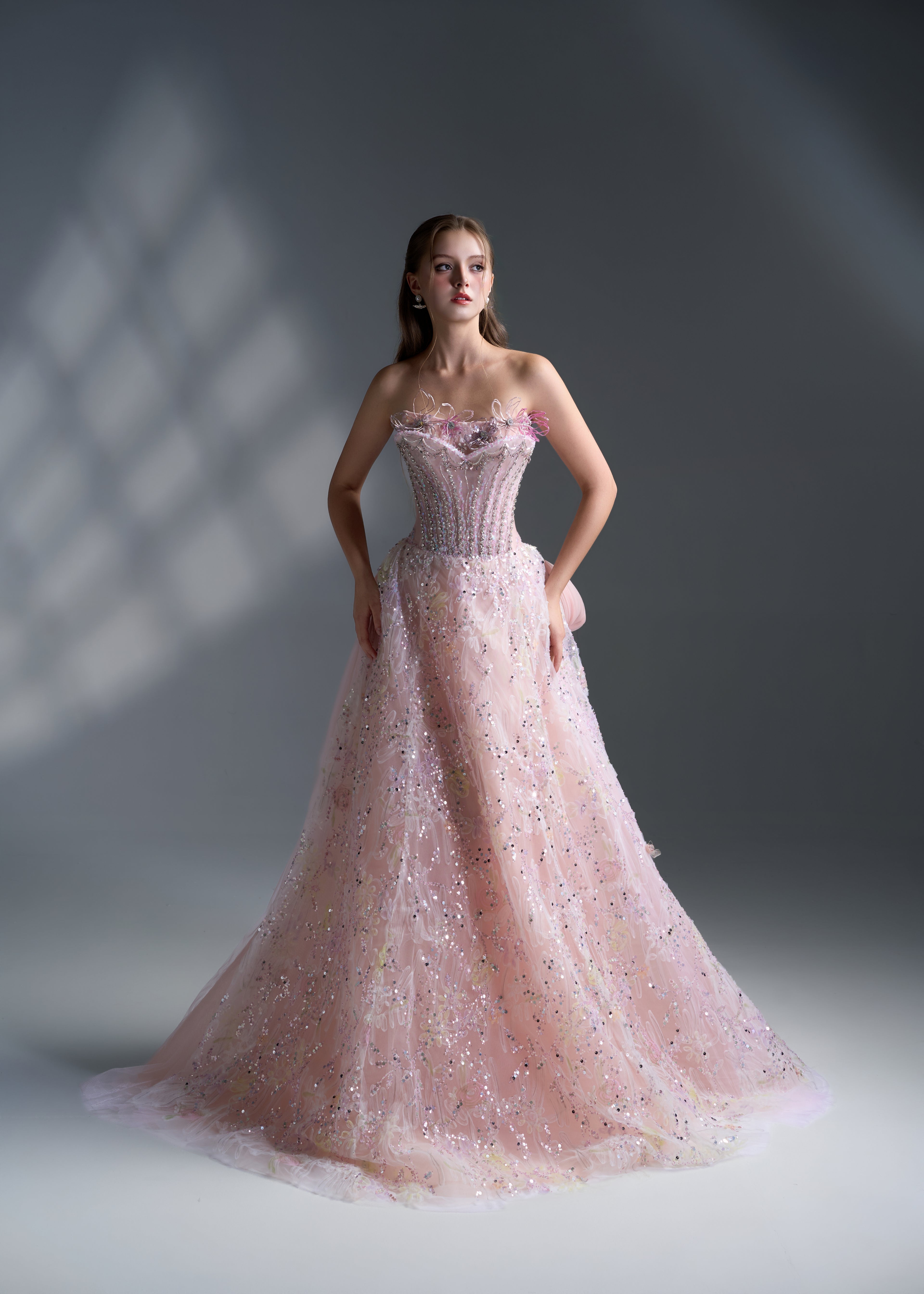 Rosé Bloom Corset Gown